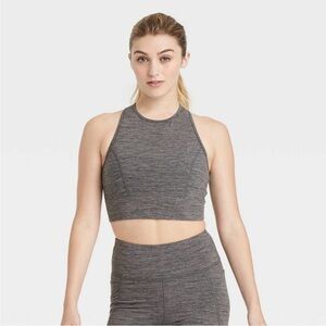 Joy Lab Women's Cozy Spacedye Longline Sports Bra - Charcoal Gray Size XL